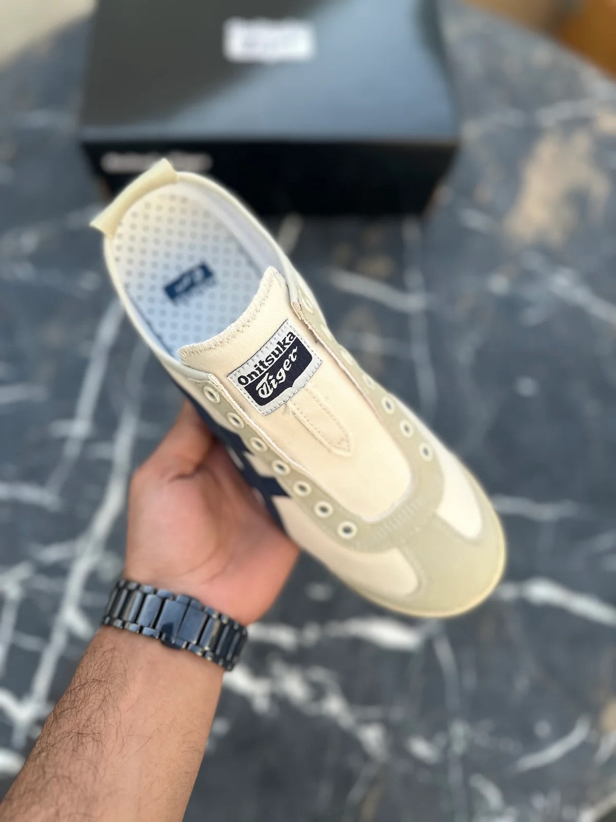 Onitsuka mexico 66 Cream Navy Slip ons