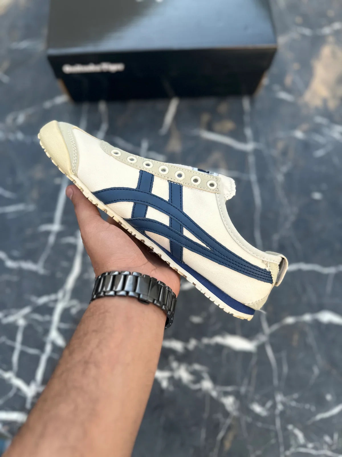 Onitsuka mexico 66 Cream Navy Slip ons