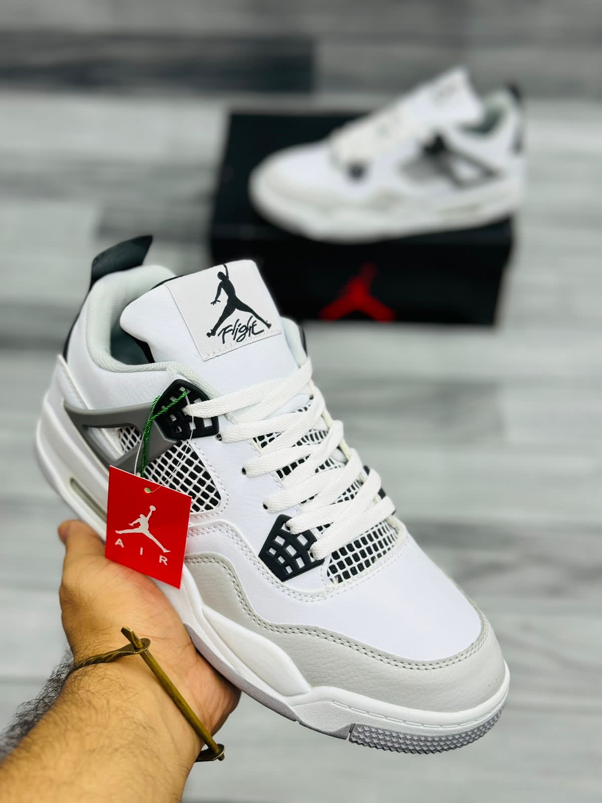 Nike Air Jordan 4 - White Grey & Black