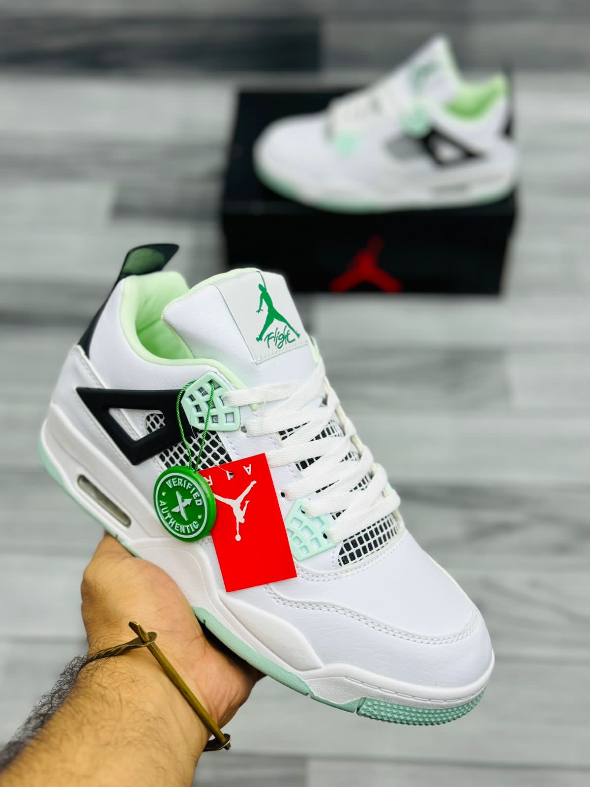 Nike Air Jordan 4 - White Black & Green