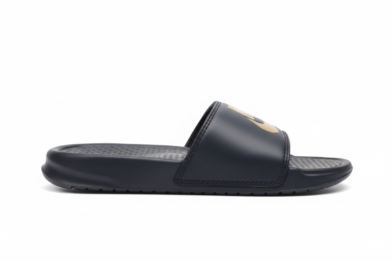 NIKE BENASSI SLIDE — BLACK & METALLIC GOLD