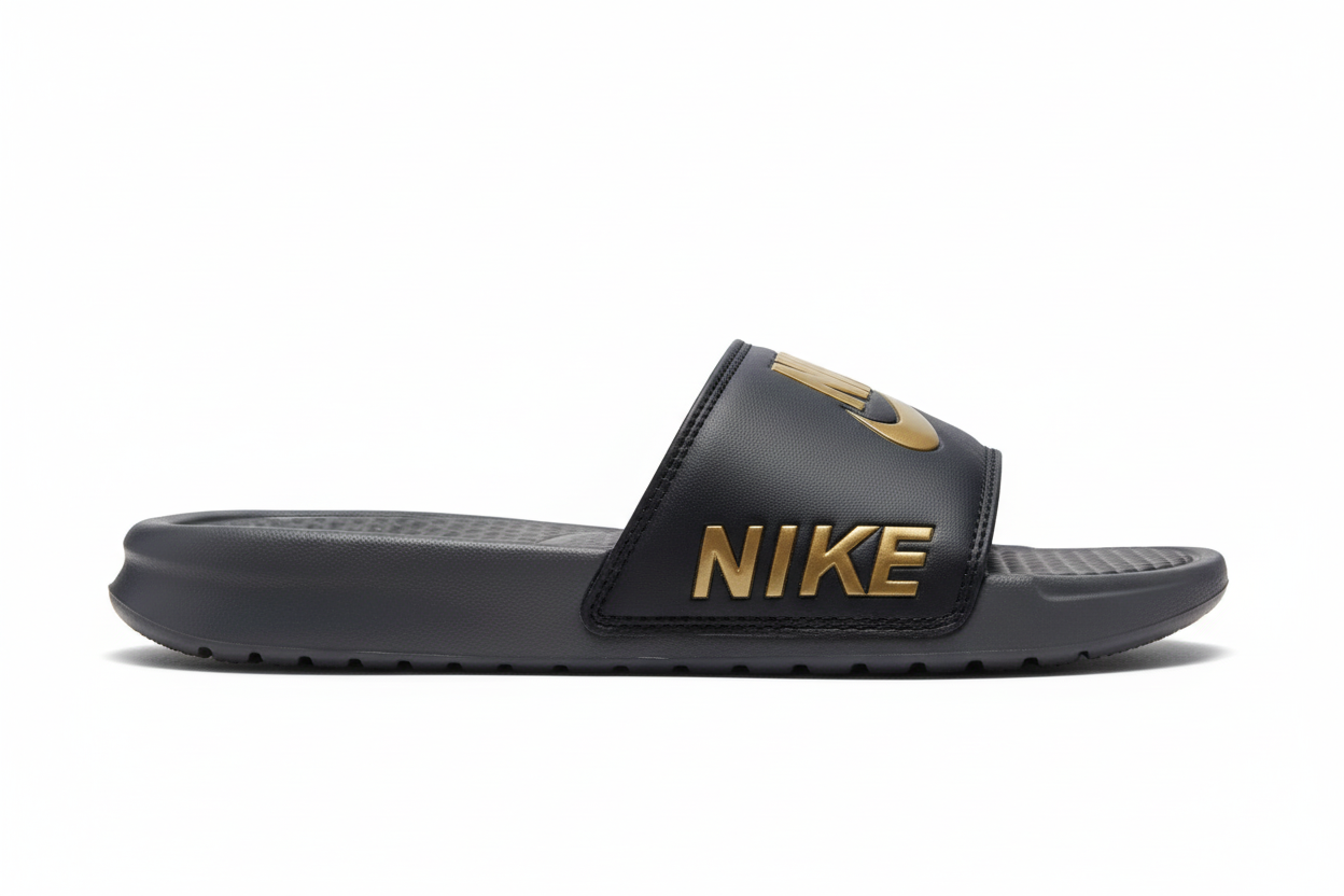 NIKE BENASSI SLIDE — BLACK & METALLIC GOLD