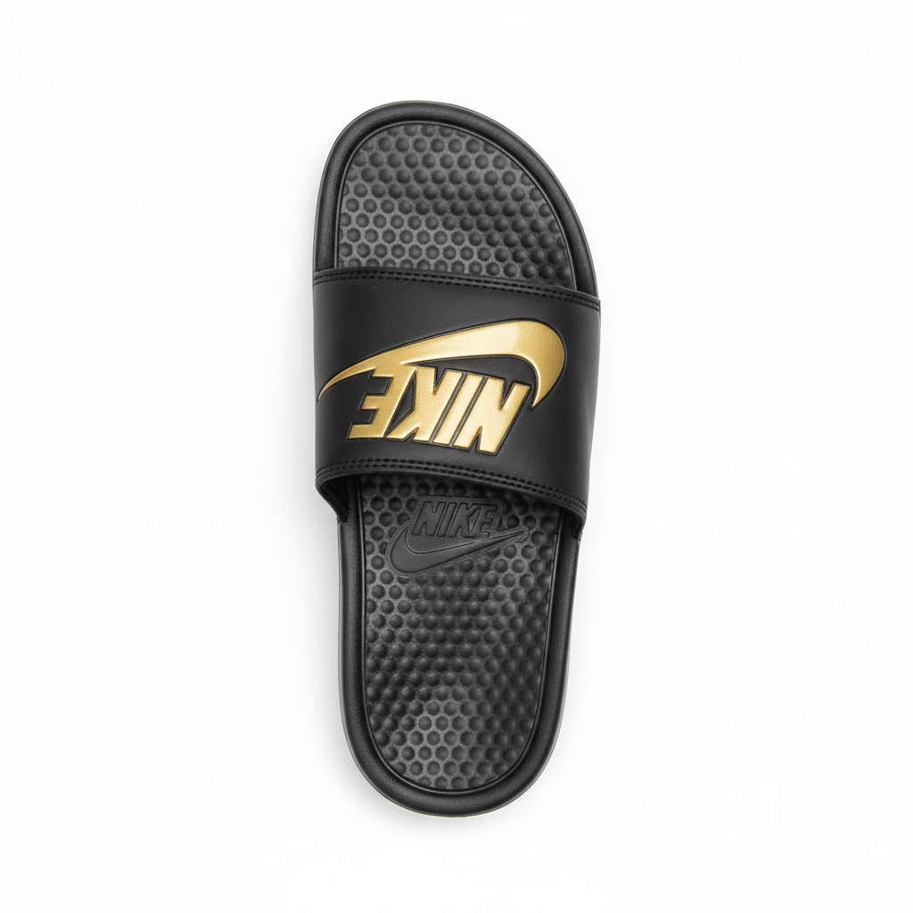 NIKE BENASSI SLIDE — BLACK & METALLIC GOLD