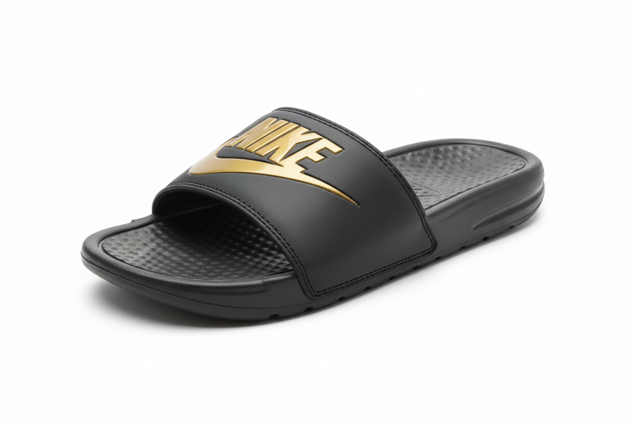 NIKE BENASSI SLIDE — BLACK & METALLIC GOLD