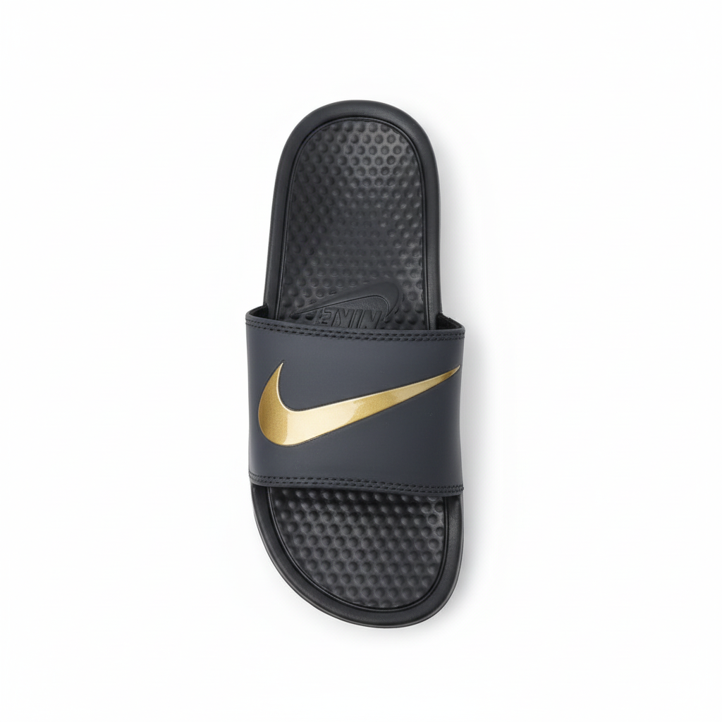 NIKE BENASSI SLIDE — BLACK & METALLIC GOLD