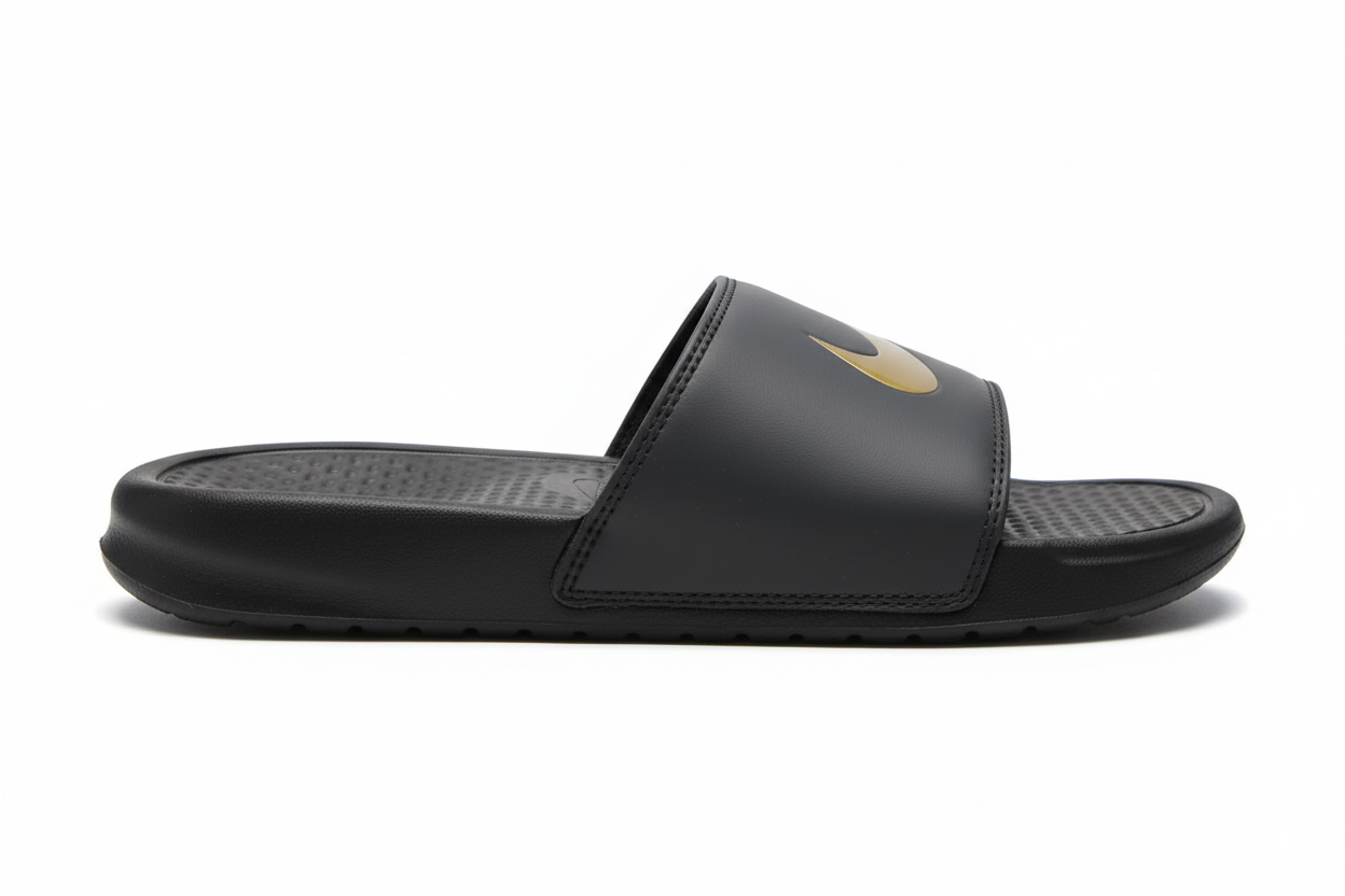 NIKE BENASSI SLIDE — BLACK & METALLIC GOLD