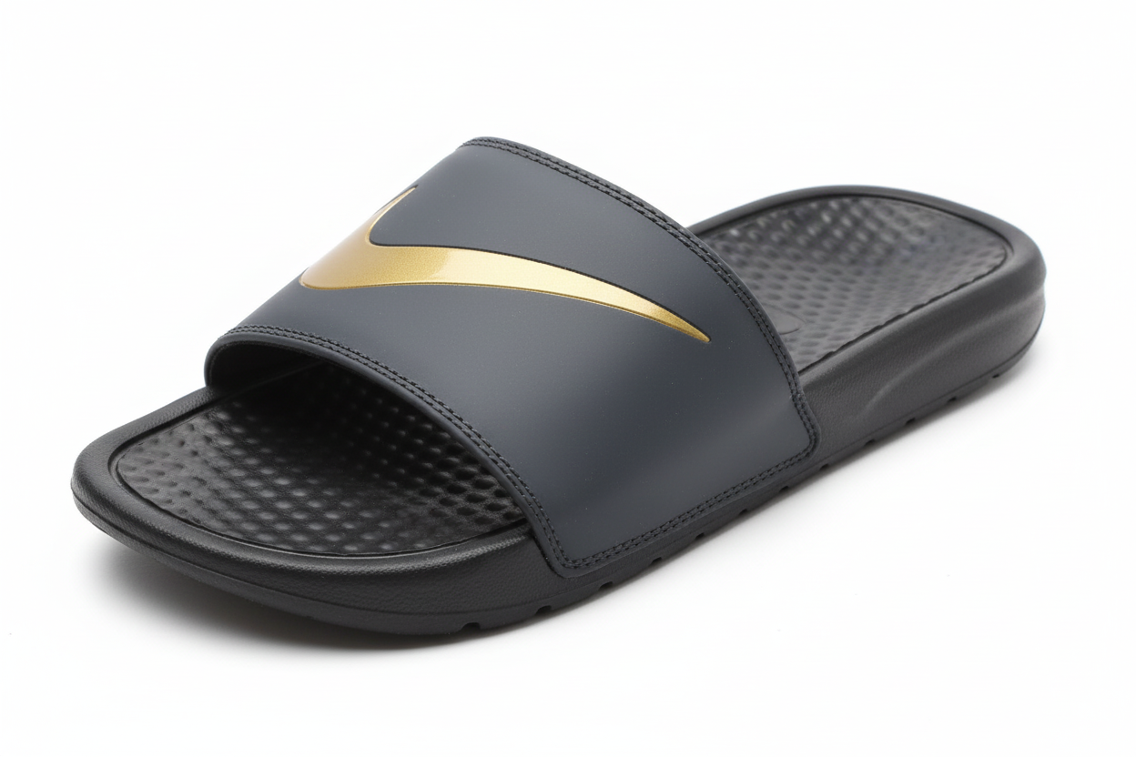 NIKE BENASSI SLIDE — BLACK & METALLIC GOLD