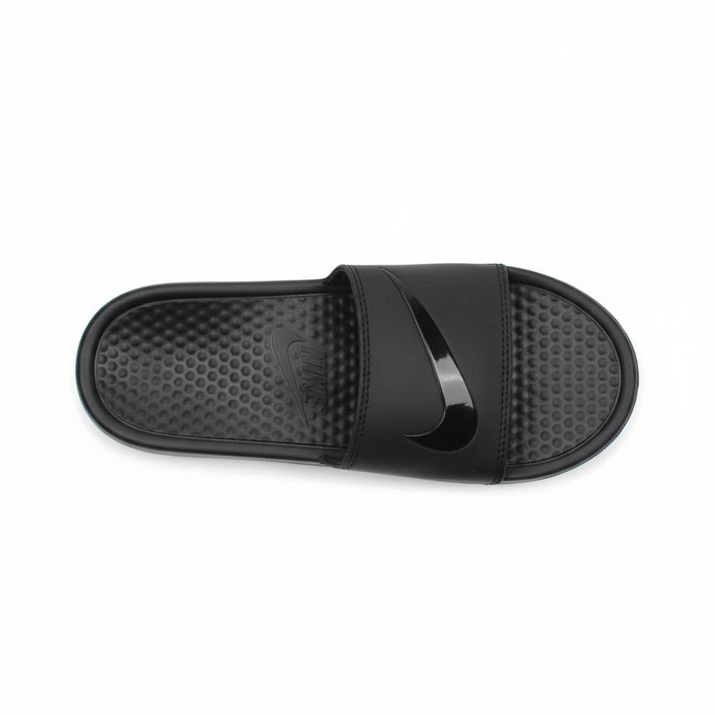NIKE BENASSI SLIDE — BLACK & GLOSS SWOOSH