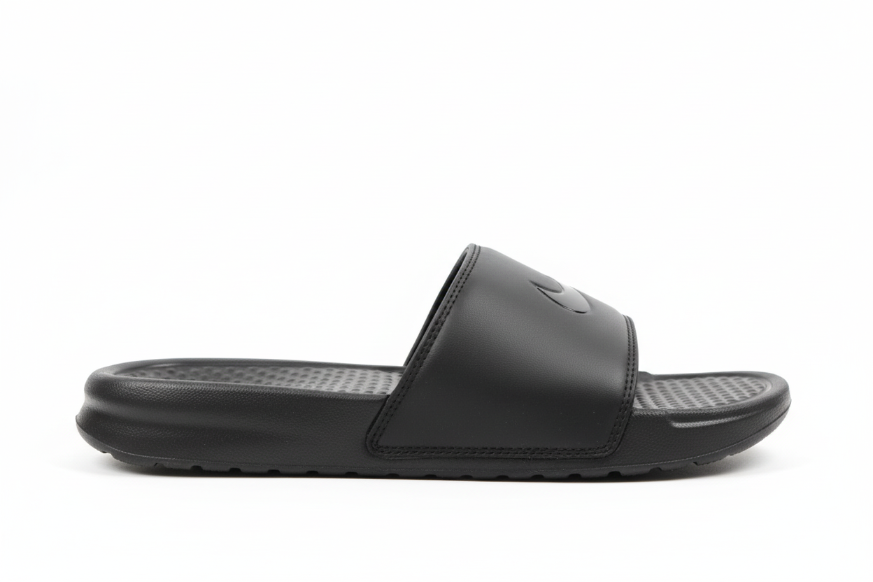 NIKE BENASSI SLIDE — BLACK & GLOSS SWOOSH