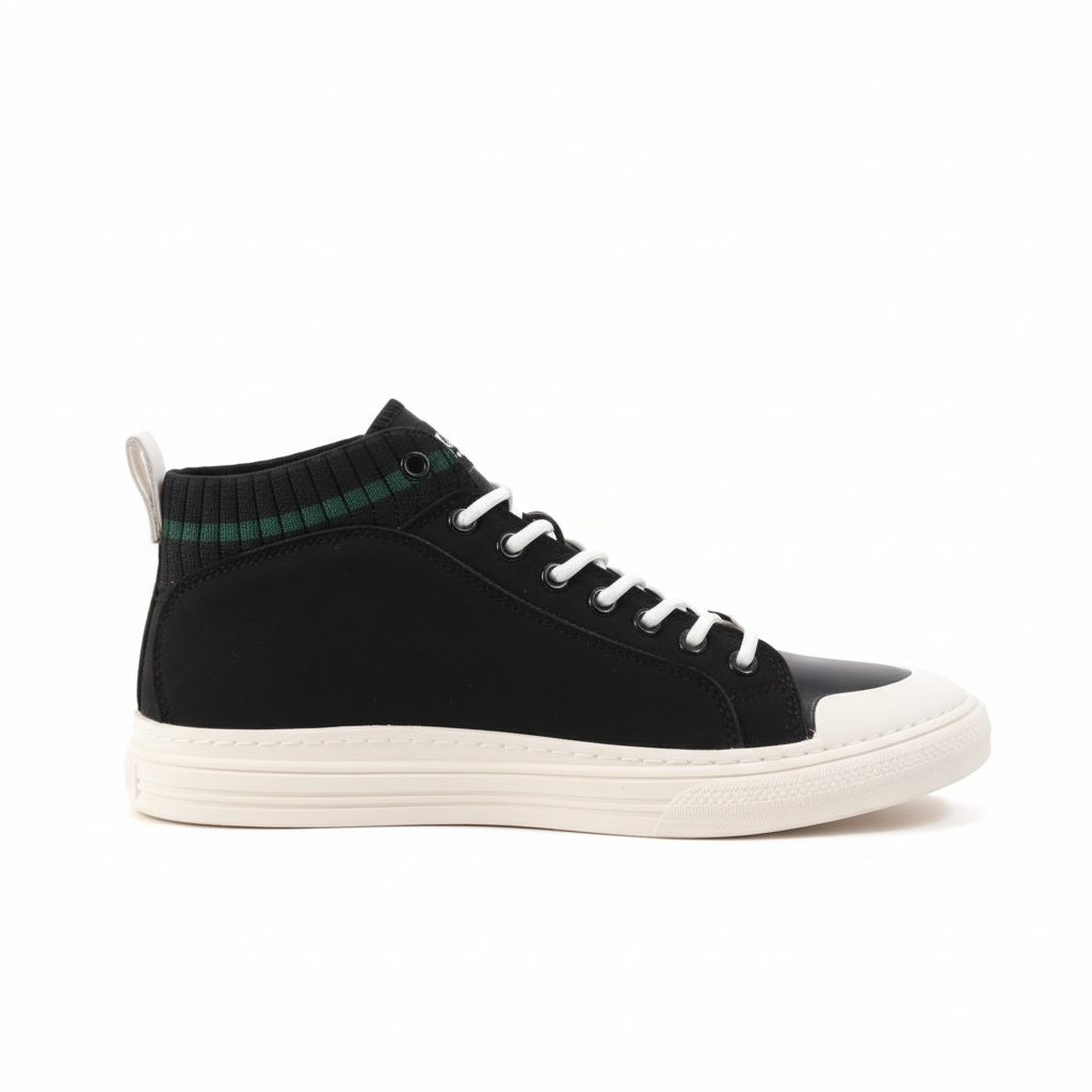 LACOSTE CROCODILE MID-TOP LEATHER SNEAKER