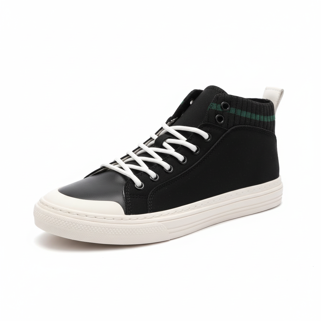 LACOSTE CROCODILE MID-TOP LEATHER SNEAKER