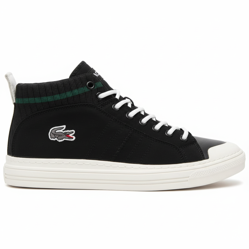 LACOSTE CROCODILE MID-TOP LEATHER SNEAKER