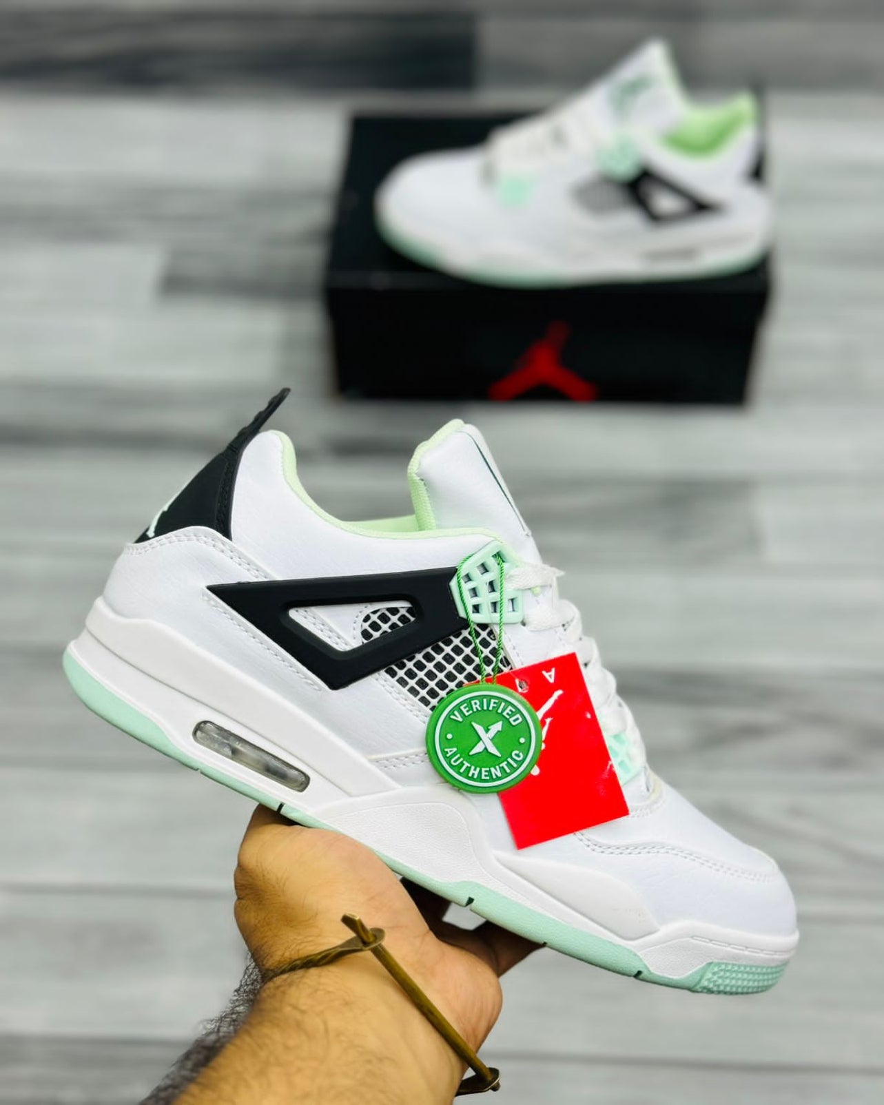 Nike Air Jordan 4 - White Black & Green â The Shoes Bar