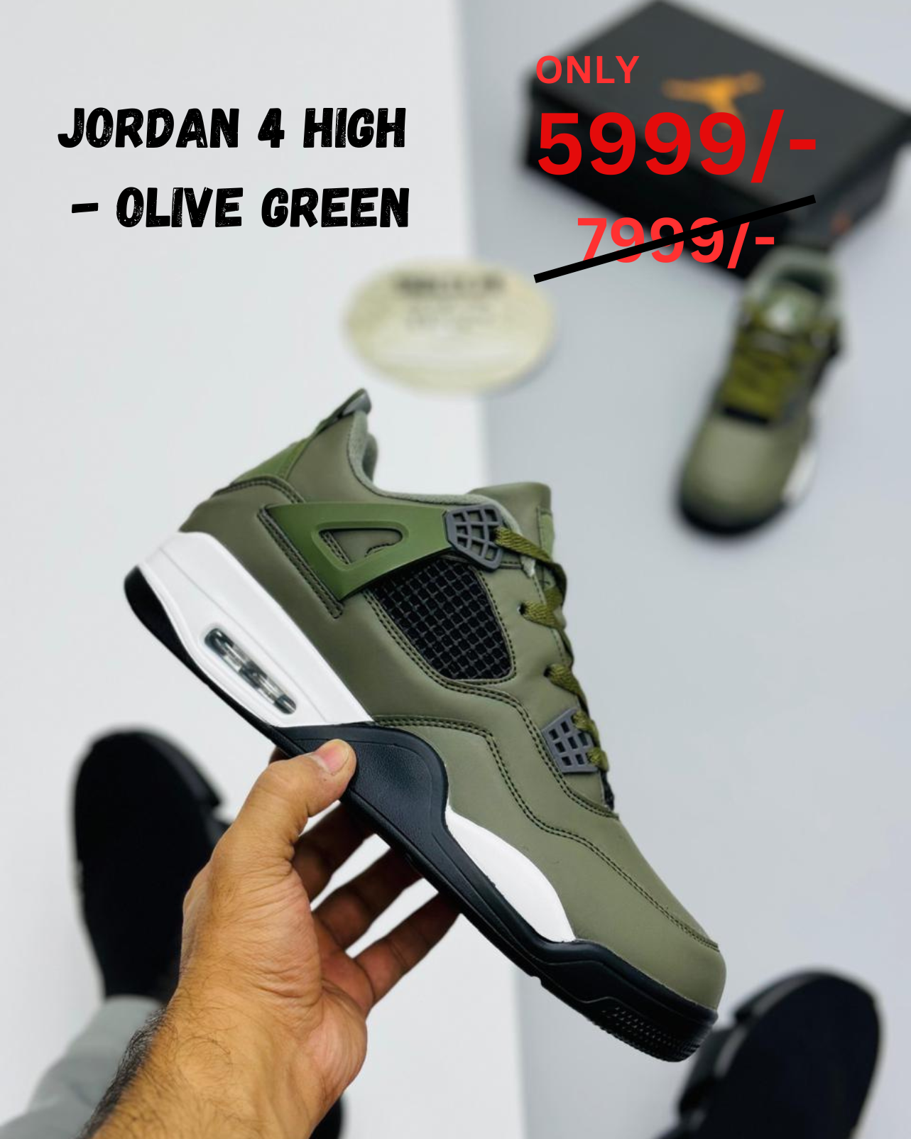 Nike Air Jordan Retro 4 High - OLIVE GREEN