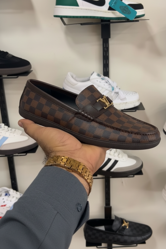 Brown LV Loafer In-Store Hand Shot