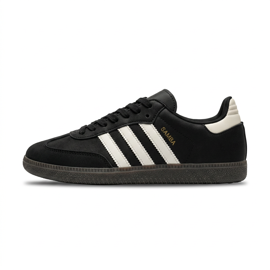 Black and white sneaker, side profile