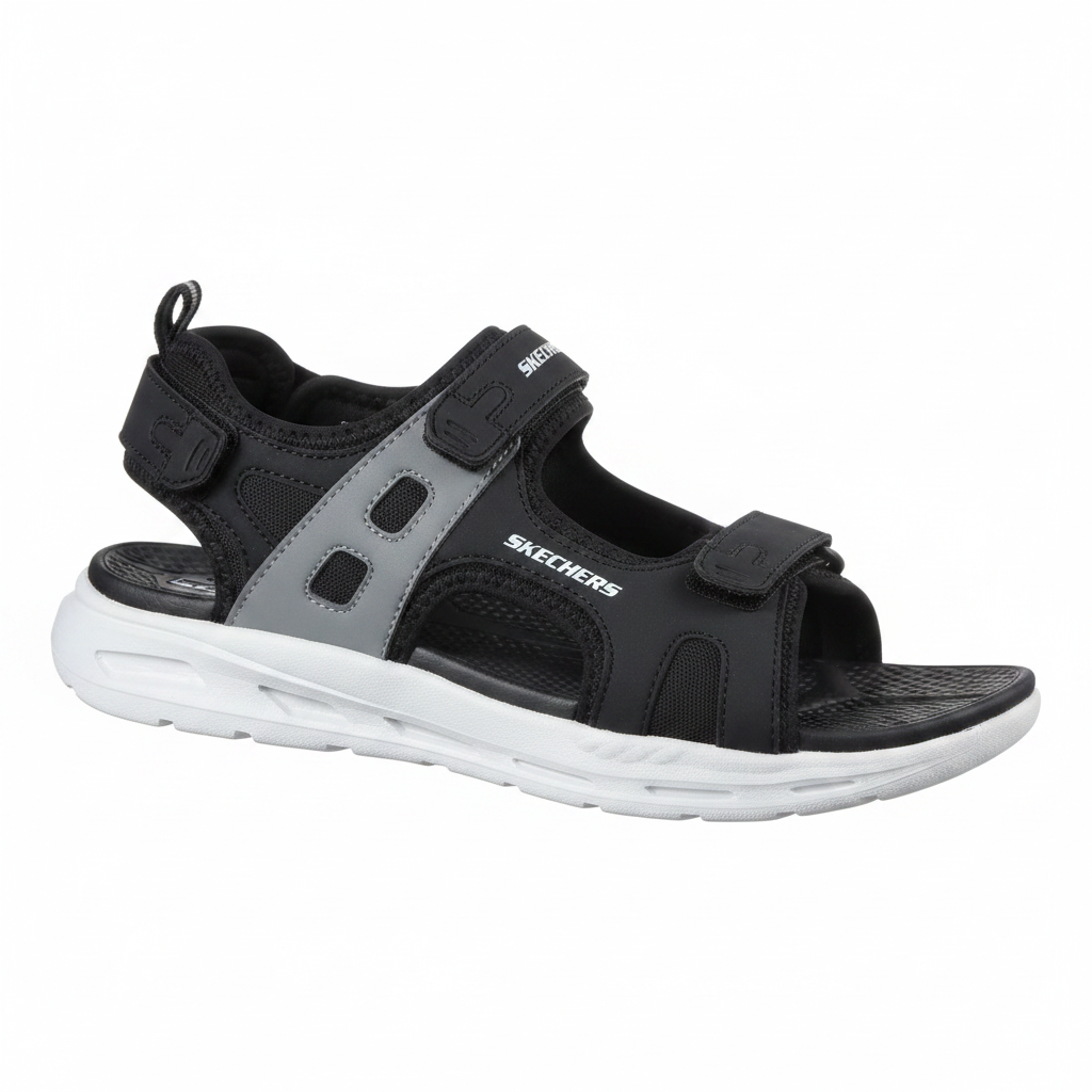 Skechers Black & Grey – Side Angle